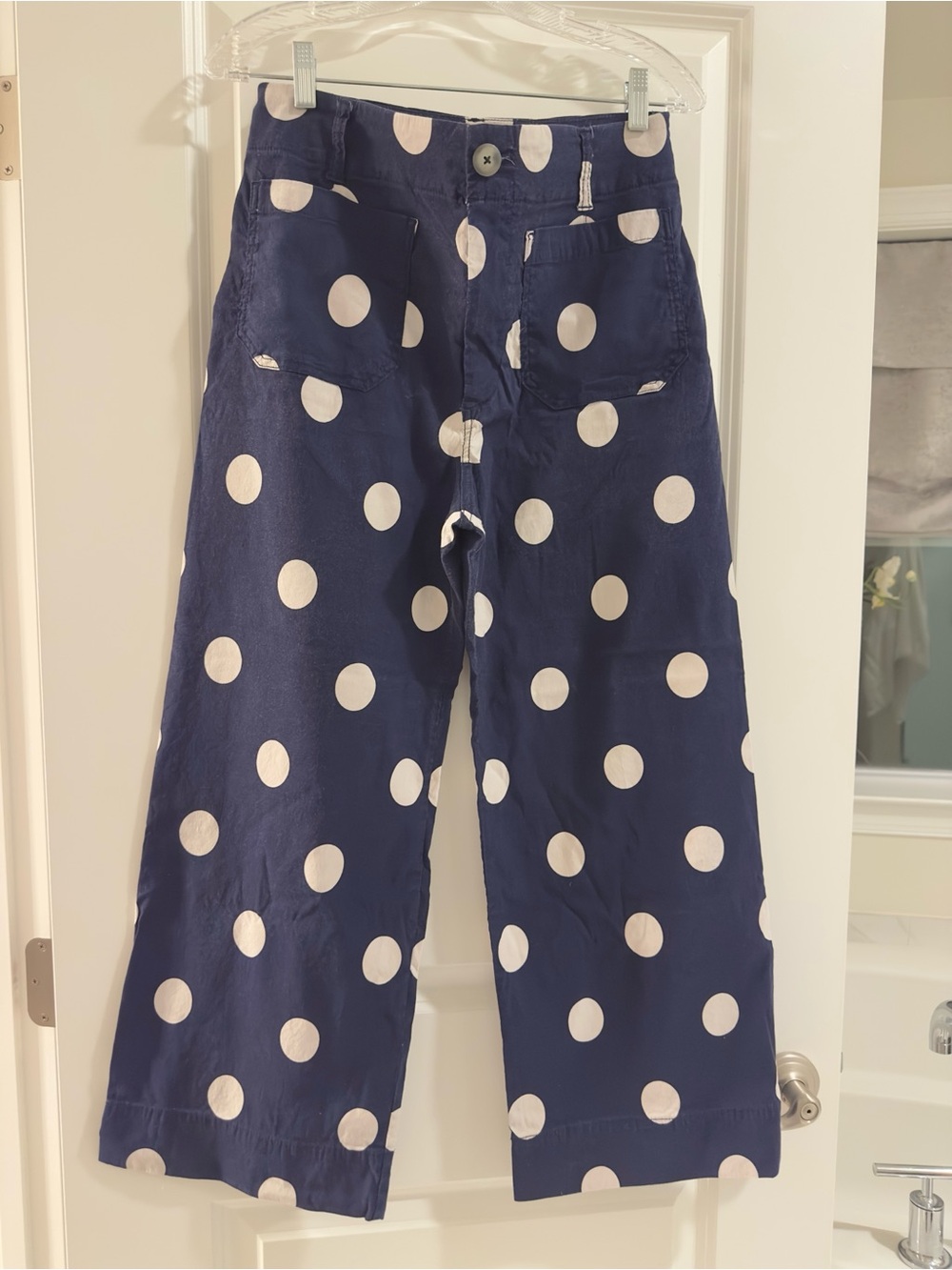 Maeve the Colette Navy and White Polka Dot Wide-Leg Pants - Picture 5 of 5